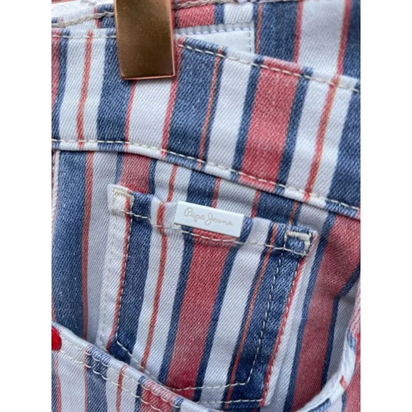 Pepe Jeans Womens Skyler Stripe Straight Trouser Pants Multi Sz 27/30 - Picture 8 of 16